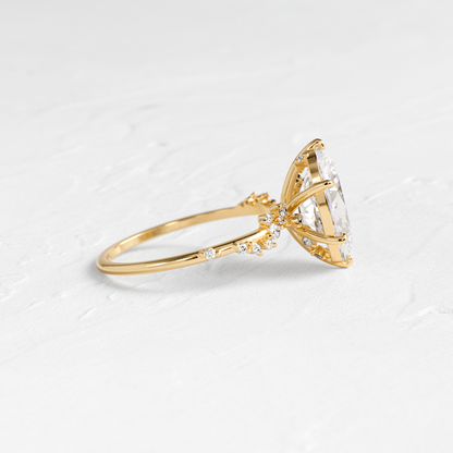 Cluster-Oval Lab Grown Diamond Engagement Ring