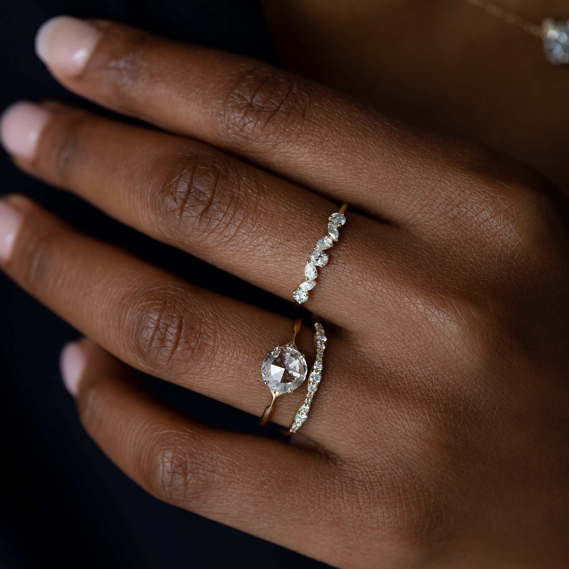 Solitaire & Split Shank-Rose Cut Lab Grown Diamond Engagement Ring
