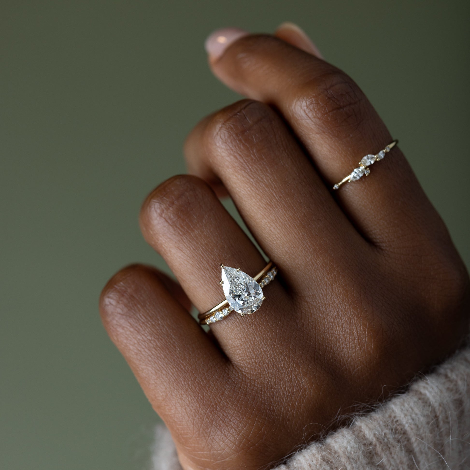 Solitaire Style-Pear Lab Grown Diamond Engagement Ring