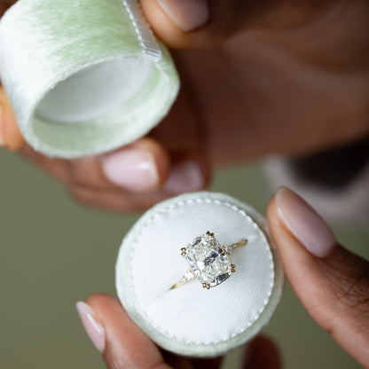 Cluster & Double Prong-Elongated Cushion Lab Grown Diamond Engagement Ring