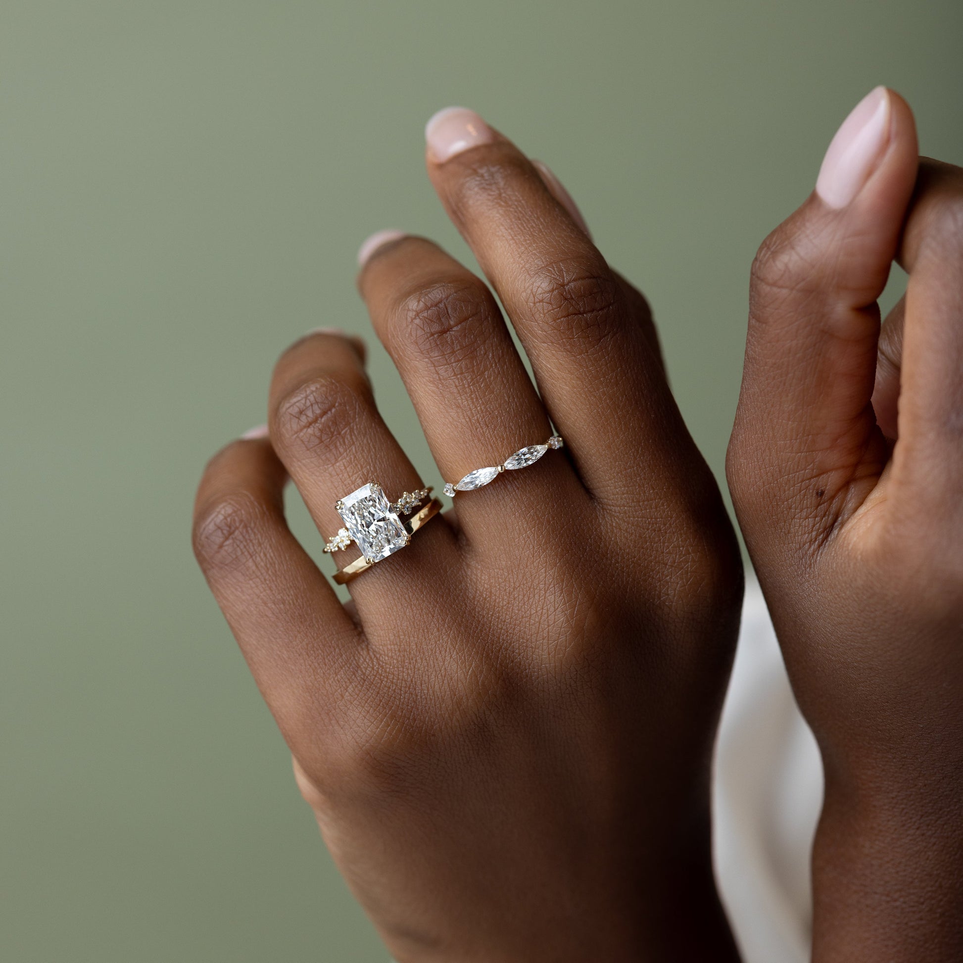 Cluster & Double Prong-Radiant Lab Grown Diamond Engagement Ring
