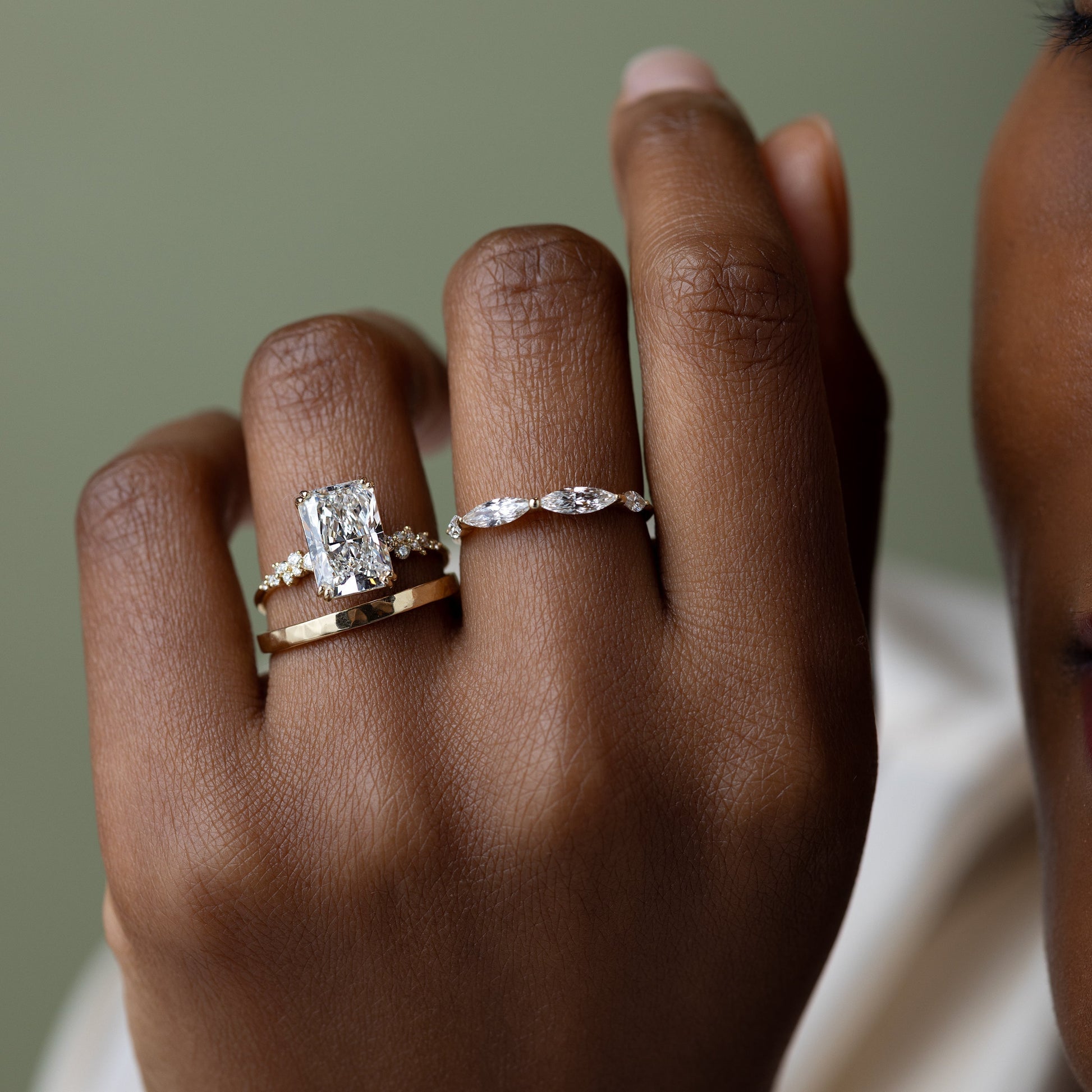 Cluster & Double Prong-Radiant Lab Grown Diamond Engagement Ring