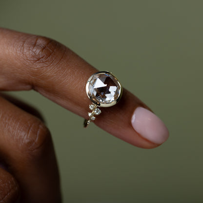 Bezel & Cluster-Rose Cut Lab Grown Diamond Engagement Ring
