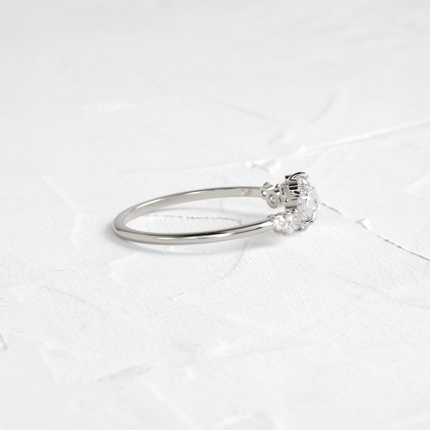 Cluster Pave-Rose Cut Lab Grown Diamond Engagement Ring