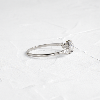 Cluster Pave-Rose Cut Lab Grown Diamond Engagement Ring
