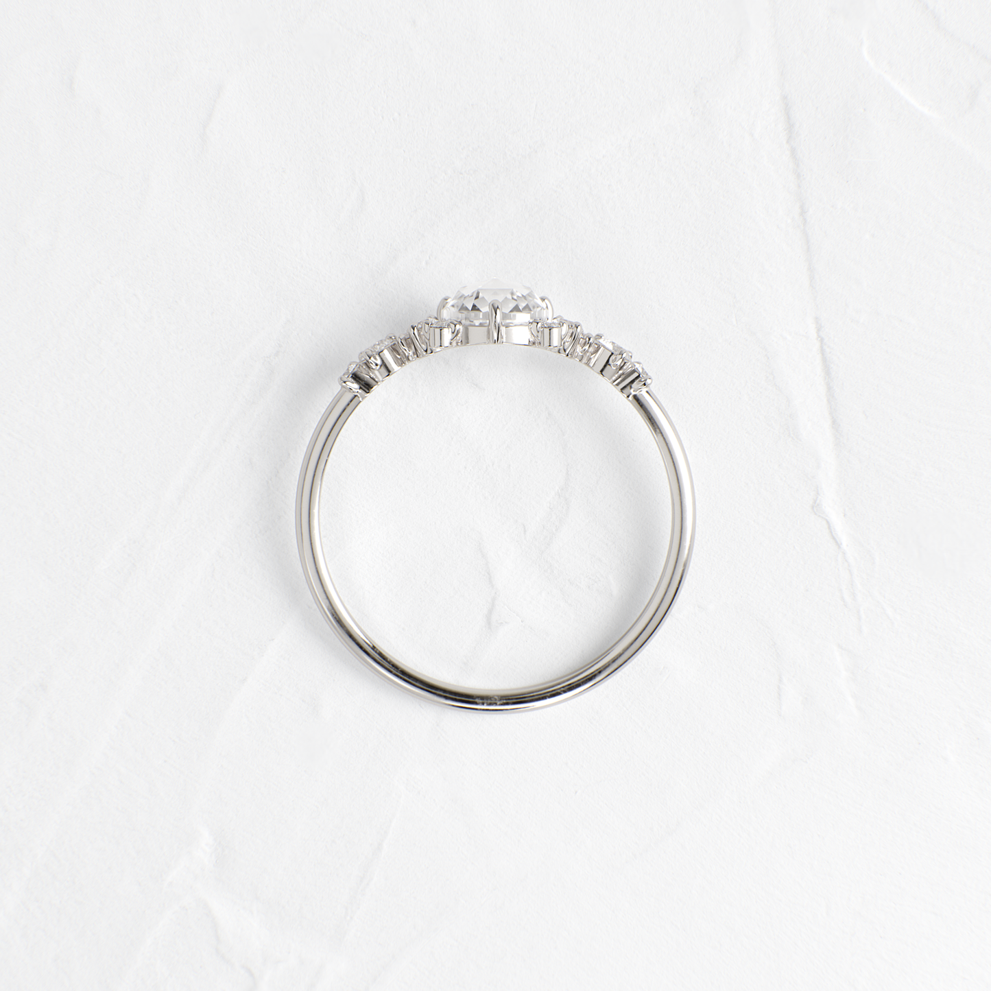 Cluster Pave-Rose Cut Lab Grown Diamond Engagement Ring