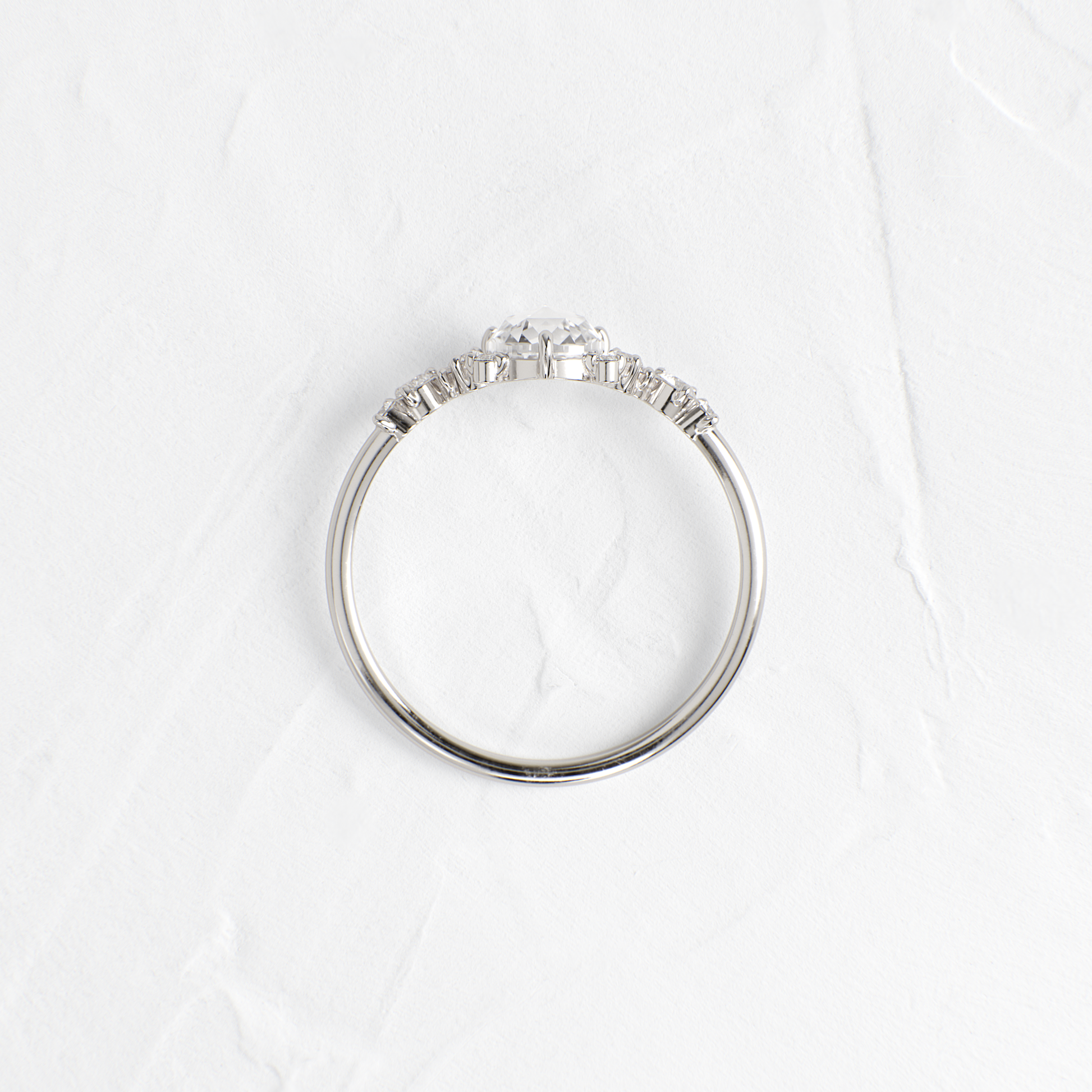 Cluster Pave-Rose Cut Lab Grown Diamond Engagement Ring