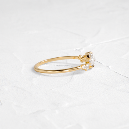 Cluster Pave-Rose Cut Lab Grown Diamond Engagement Ring