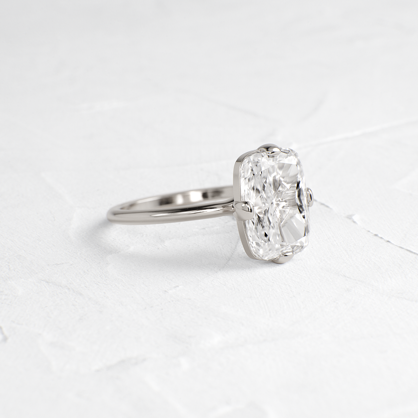 Solitaire Compass Prong-Elongated Cushion Lab Grown Diamond Engagement Ring