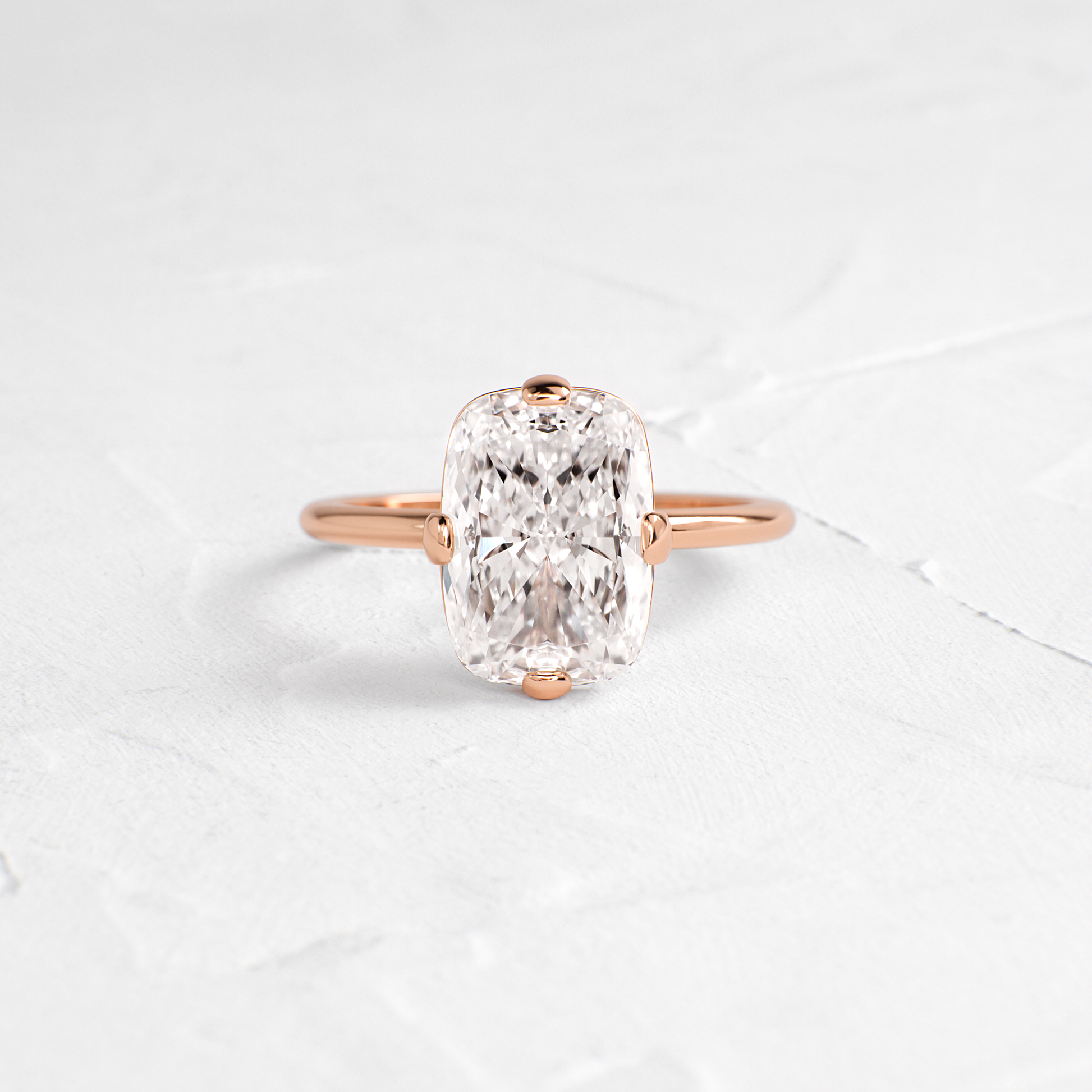 Solitaire Compass Prong-Elongated Cushion Lab Grown Diamond Engagement Ring