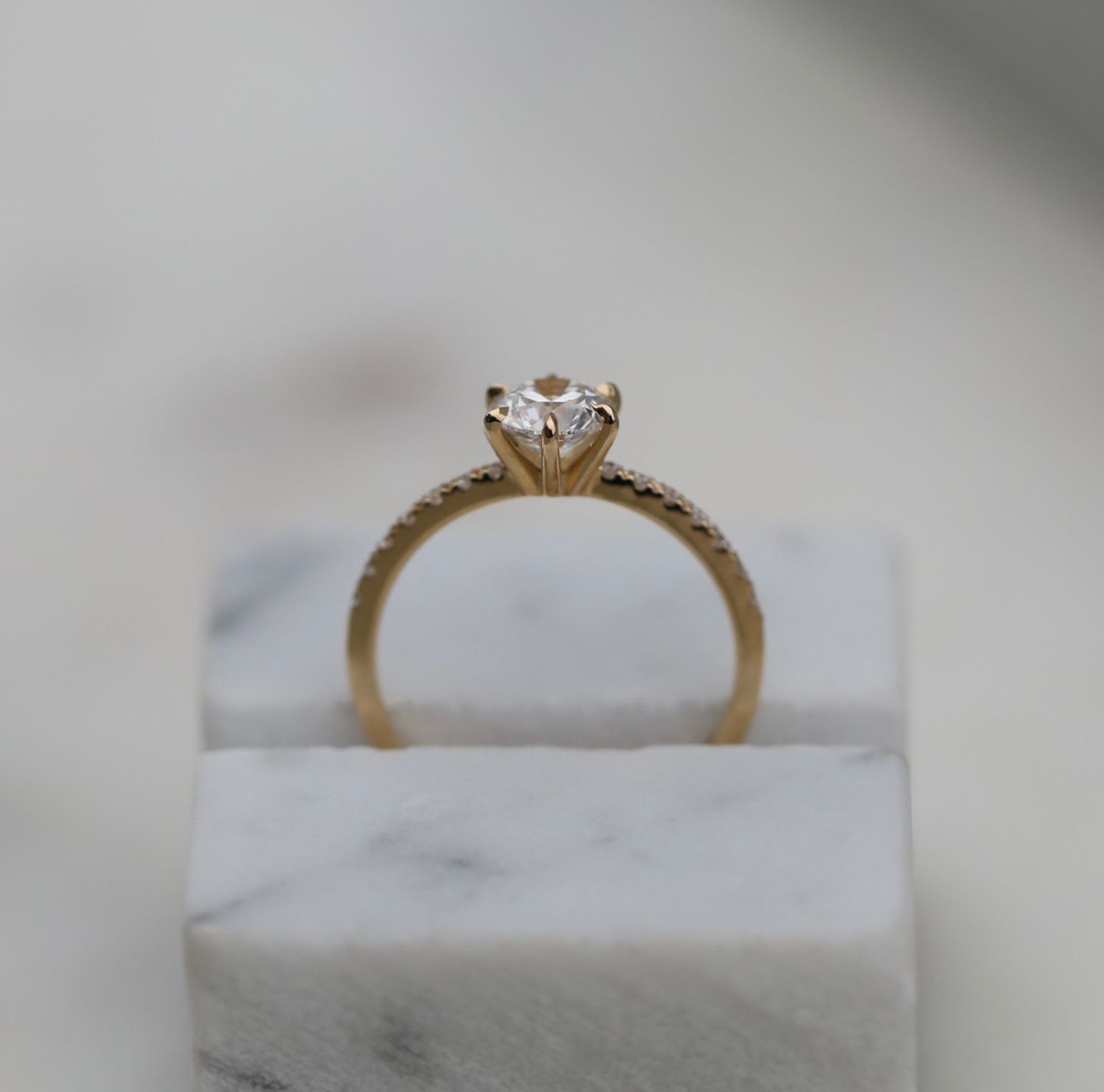 0.75 CT Round Cut Pave CVD E/VS1 Diamond Engagement Ring 7