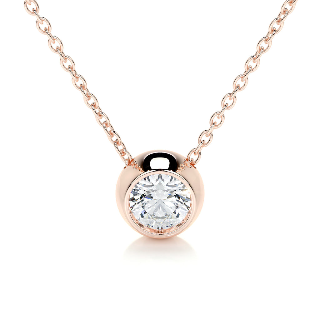 1.0 CT Round Lab Grown Diamond Bezel Pendant Necklace