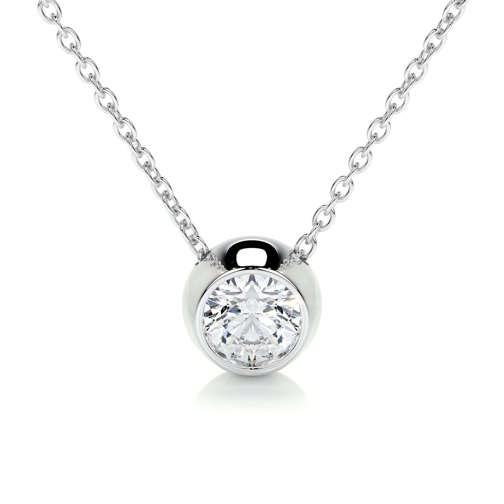 1.0 CT Round Lab Grown Diamond Bezel Pendant Necklace