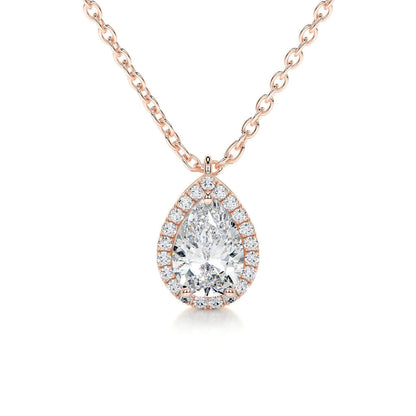 1.50 CT Pear Lab Grown Diamond Halo Pendant Necklace 4