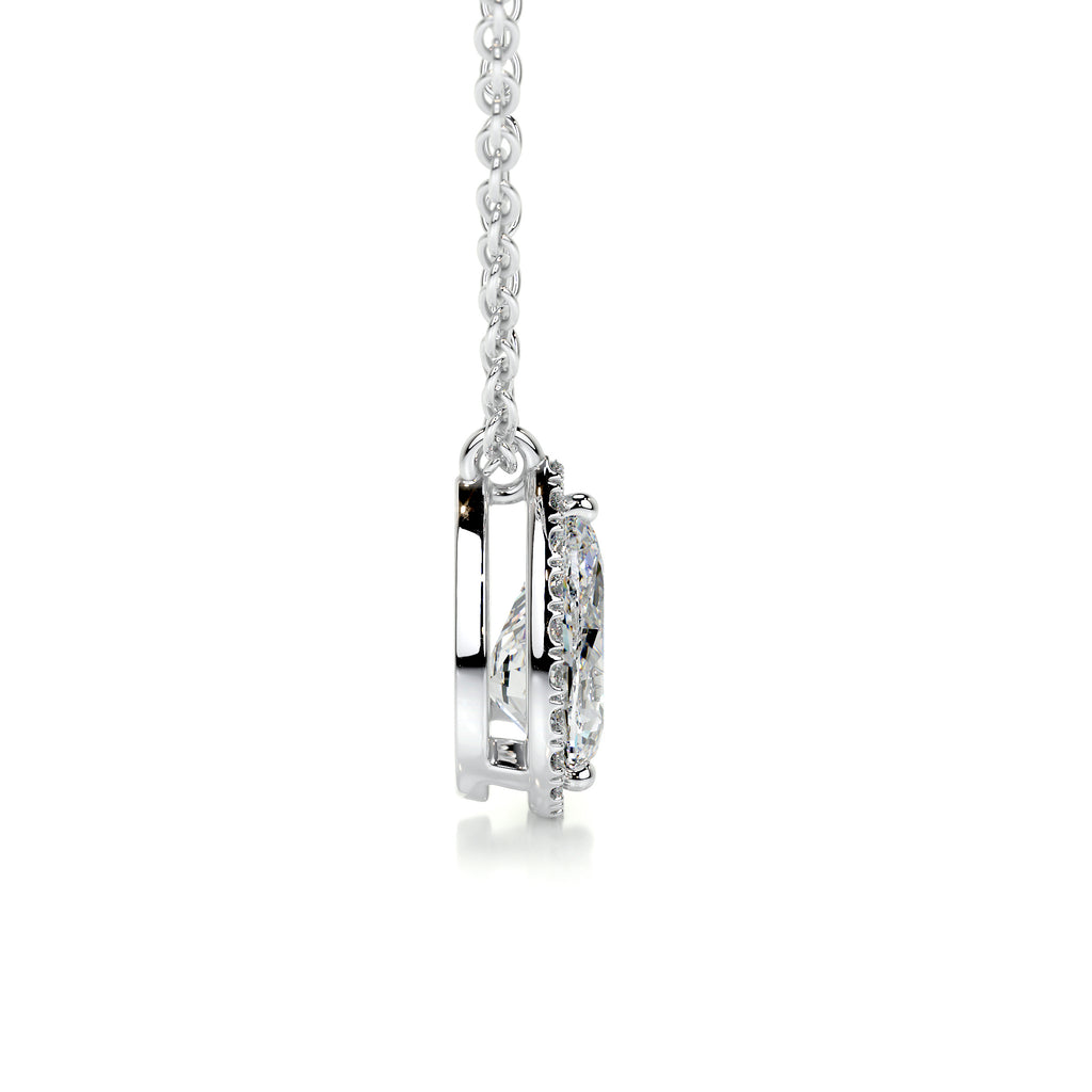 1.50 CT Pear Lab Grown Diamond Halo Pendant Necklace