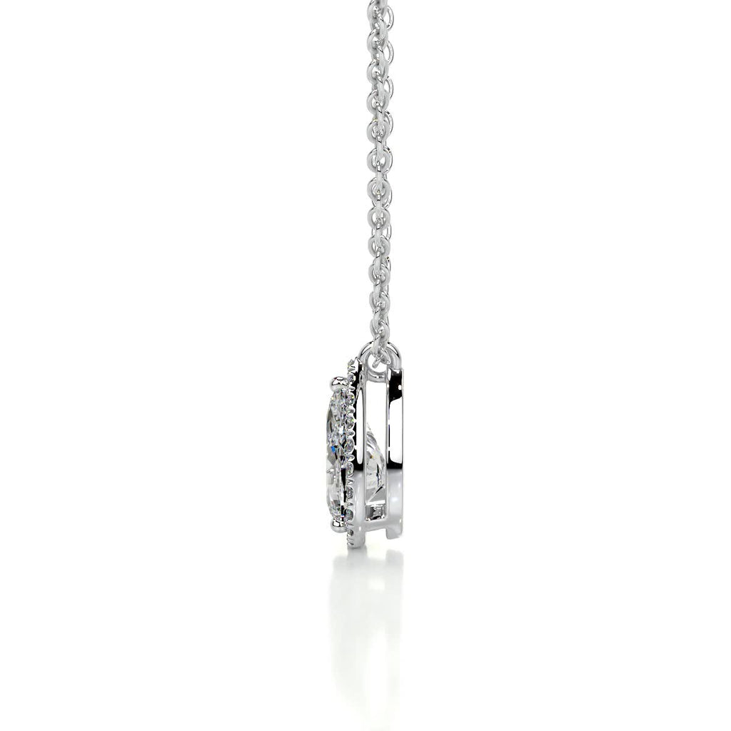 1.50 CT Pear Lab Grown Diamond Halo Pendant Necklace