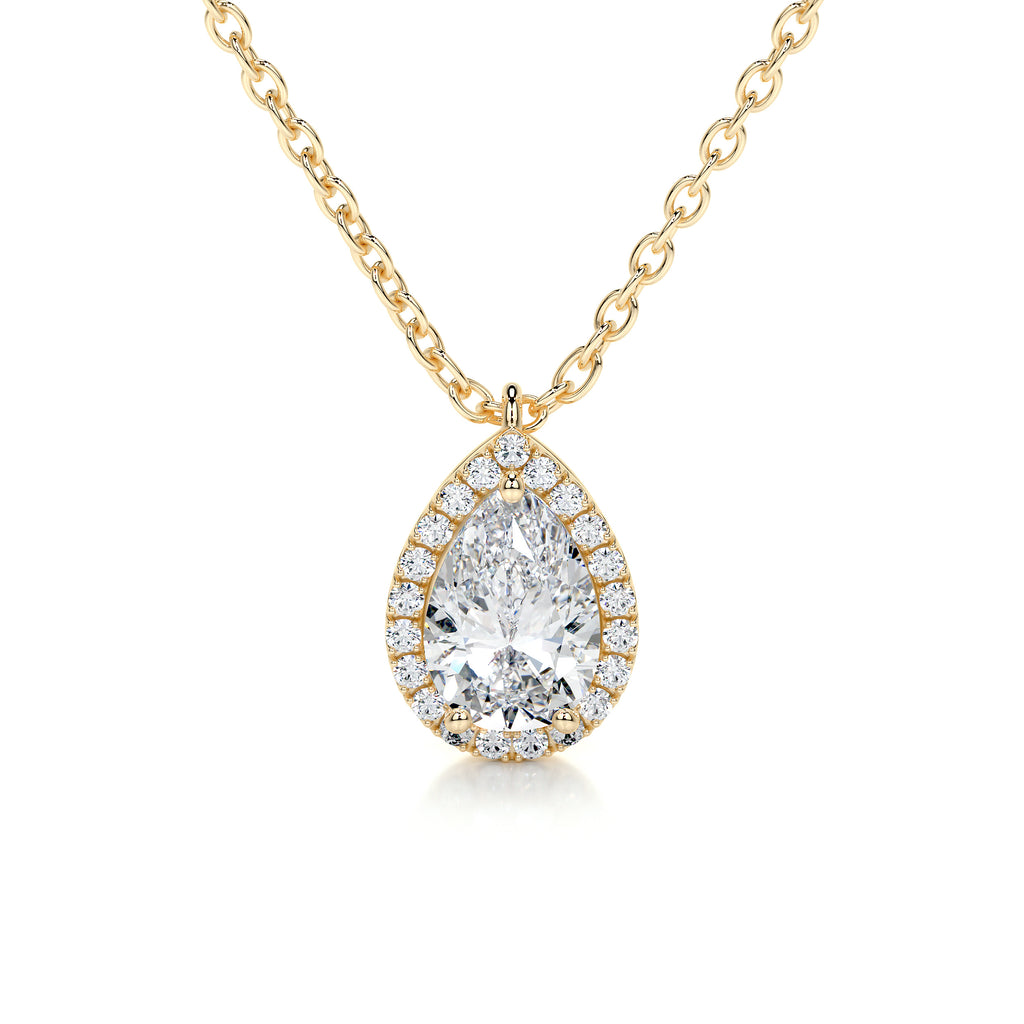 1.50 CT Pear Lab Grown Diamond Halo Pendant Necklace 1