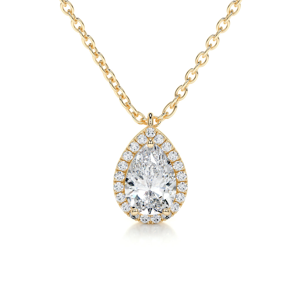 1.50 CT Pear Lab Grown Diamond Halo Pendant Necklace