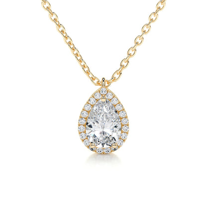 1.50 CT Pear Lab Grown Diamond Halo Pendant Necklace 1