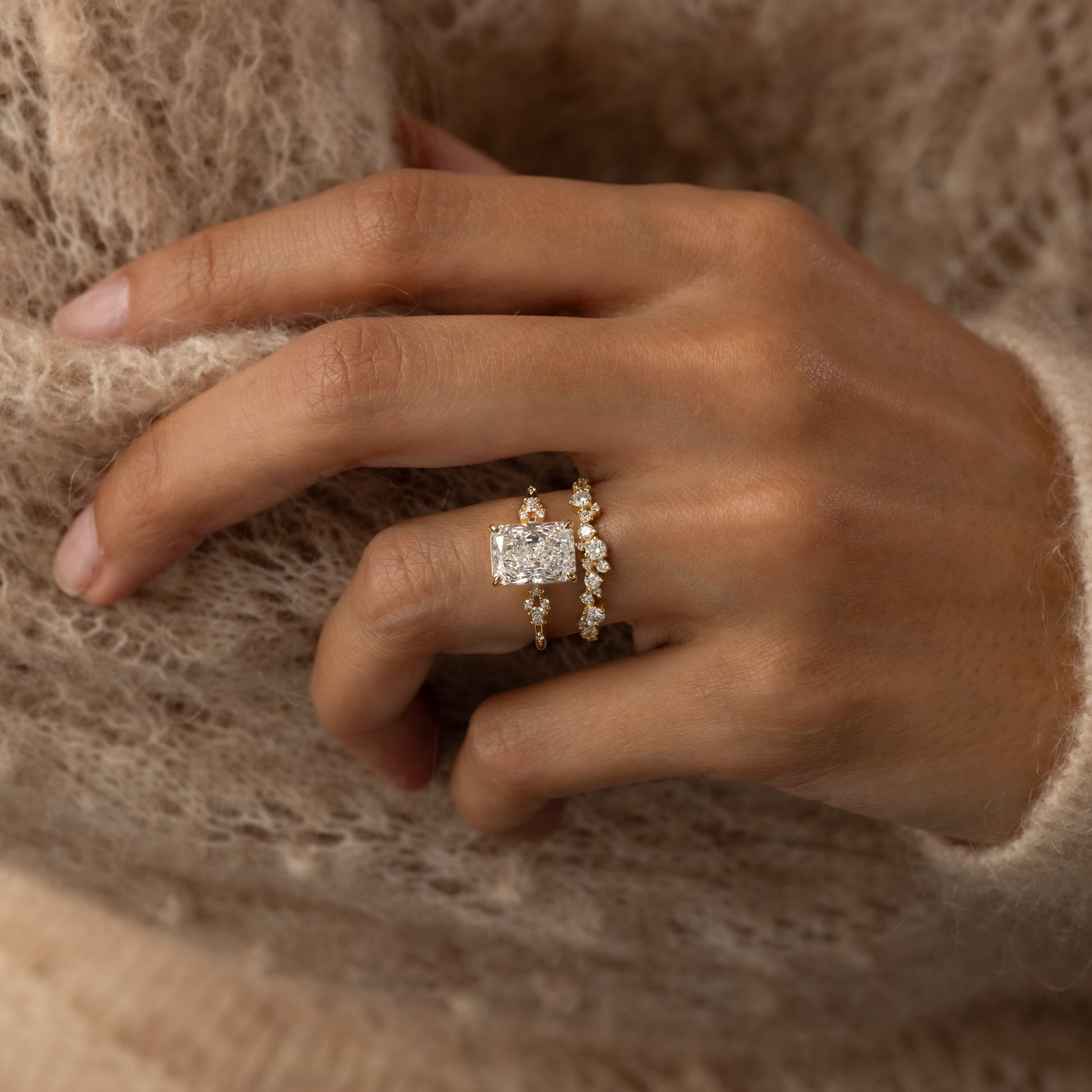 Cluster Style-Radiant Lab Grown Diamond Engagement Ring