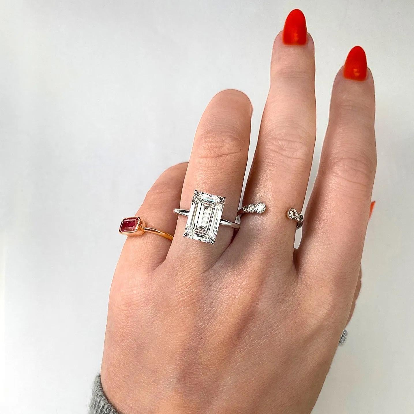 2.0 CT Emerald Cut Lab Grown Diamond Solitaire Engagement Ring