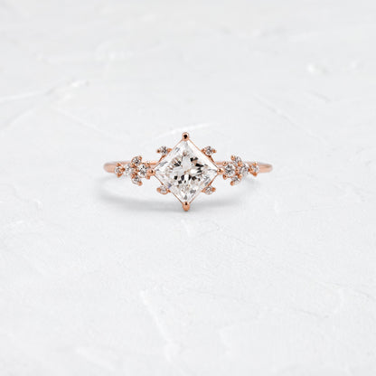 Cluster & Compass Set-Princess Lab Grown Diamond Engagement Ring