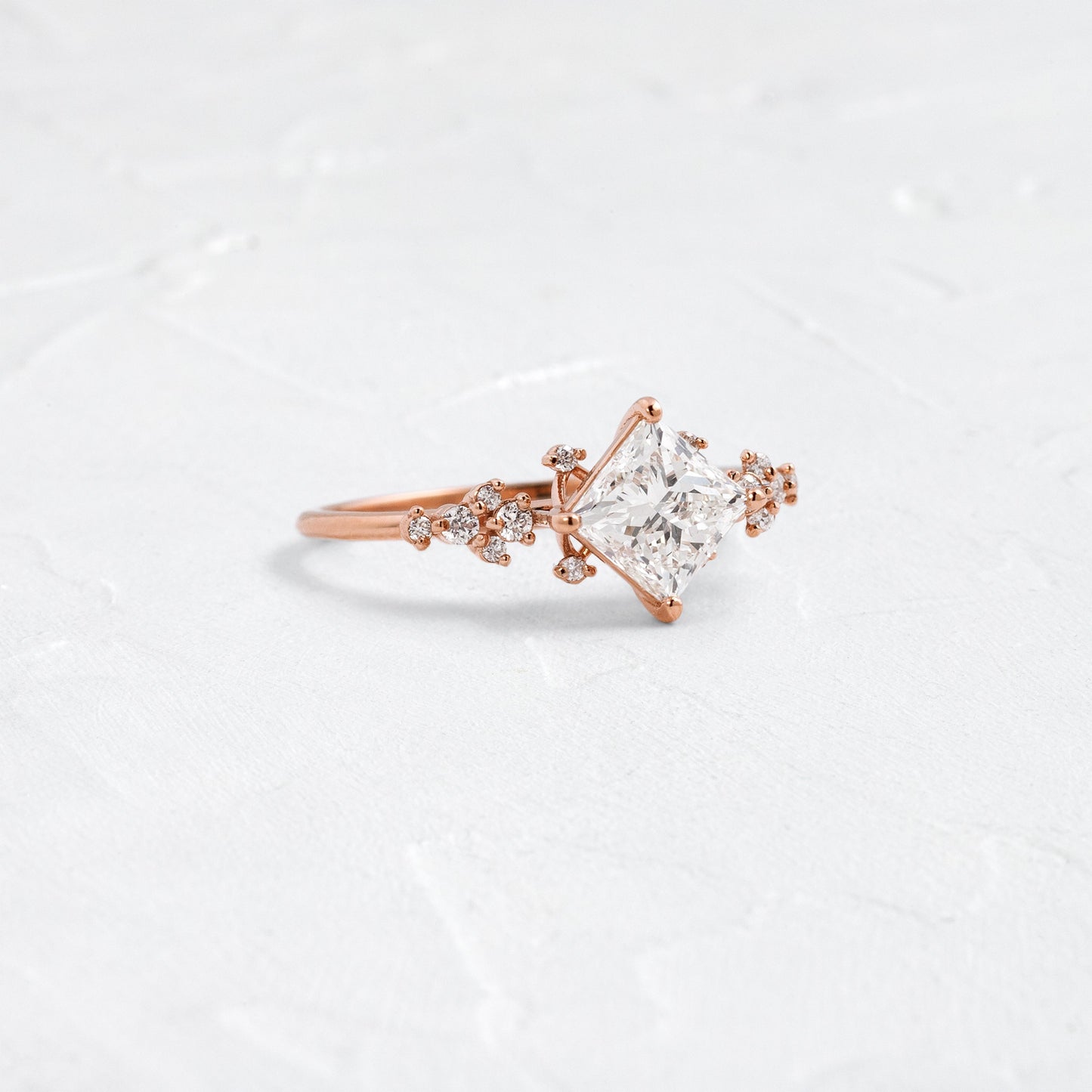 Cluster & Compass Set-Princess Lab Grown Diamond Engagement Ring