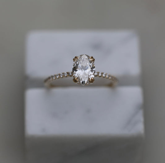 1.21 CT Oval Lab-Grown Diamond Pavé Delight Engagement Ring