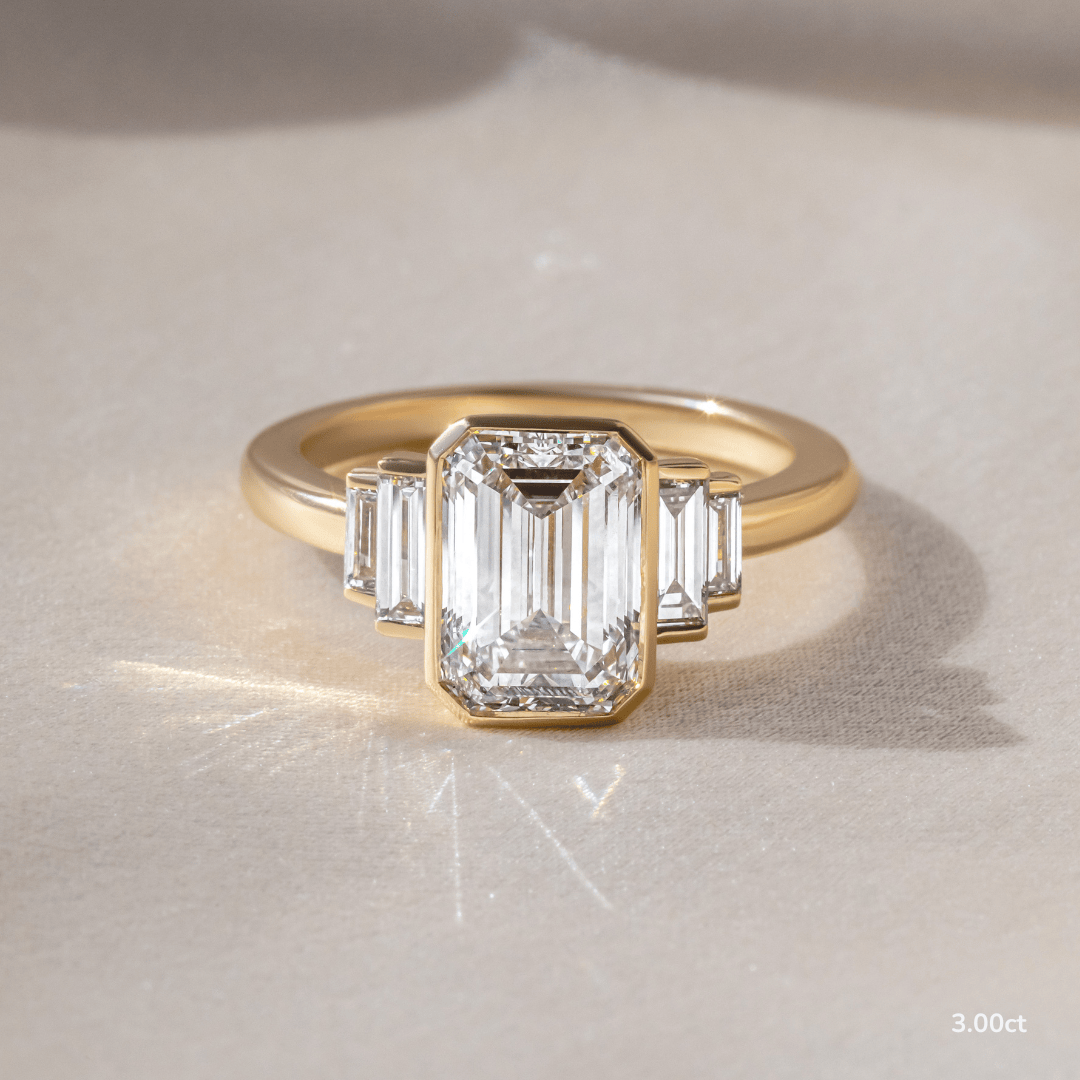 Five Stone & Bezel-Emerald Lab Grown Diamond Engagement Ring