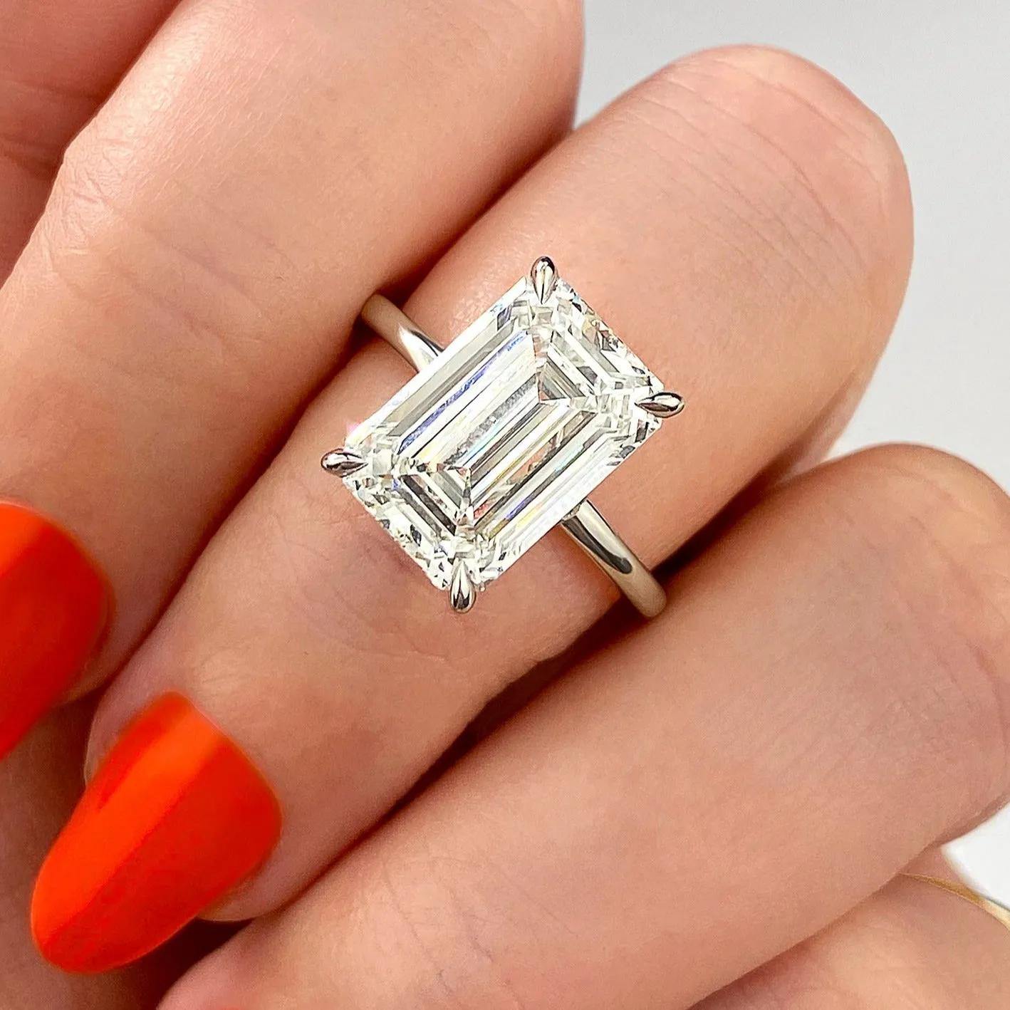 2.0 CT Emerald Cut Lab Grown Diamond Solitaire Engagement Ring 2