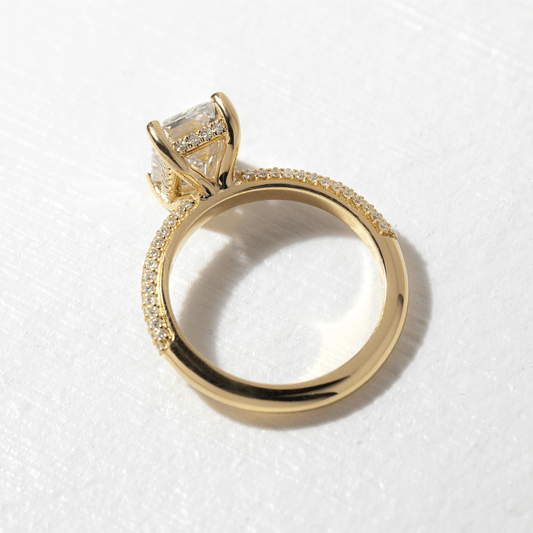 Hidden Halo & Triple Pave-Emerald Lab Grown Diamond Engagement Ring
