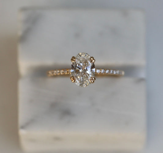 1.21 CT Oval Lab-Grown Diamond Pavé Delight Engagement Ring