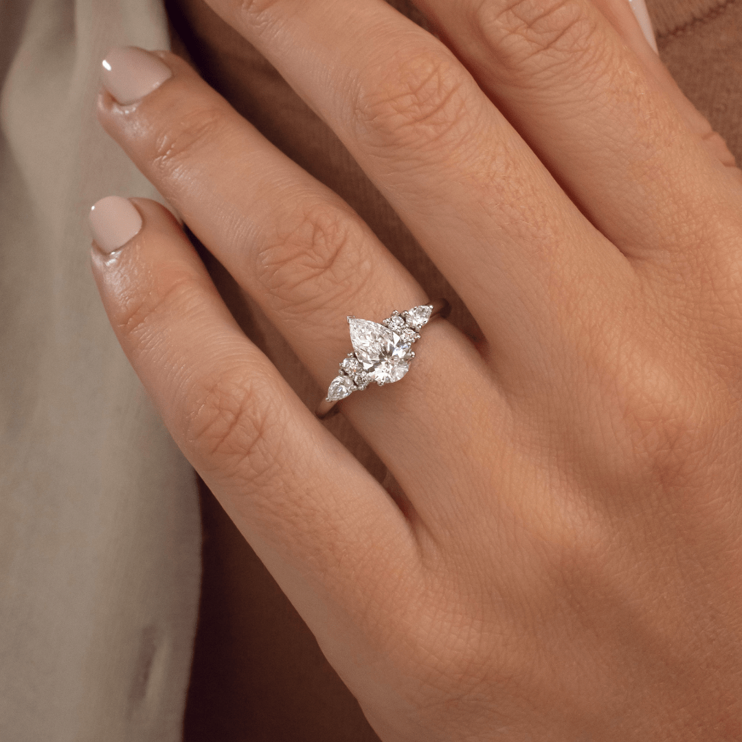Cluster-Pear Lab Grown Diamond Engagement Ring