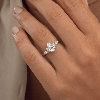 Cluster-Pear Lab Grown Diamond Engagement Ring