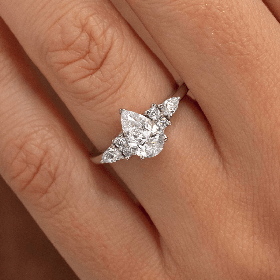 Cluster-Pear Lab Grown Diamond Engagement Ring
