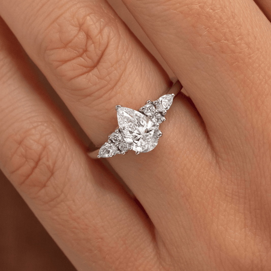 Cluster-Pear Lab Grown Diamond Engagement Ring
