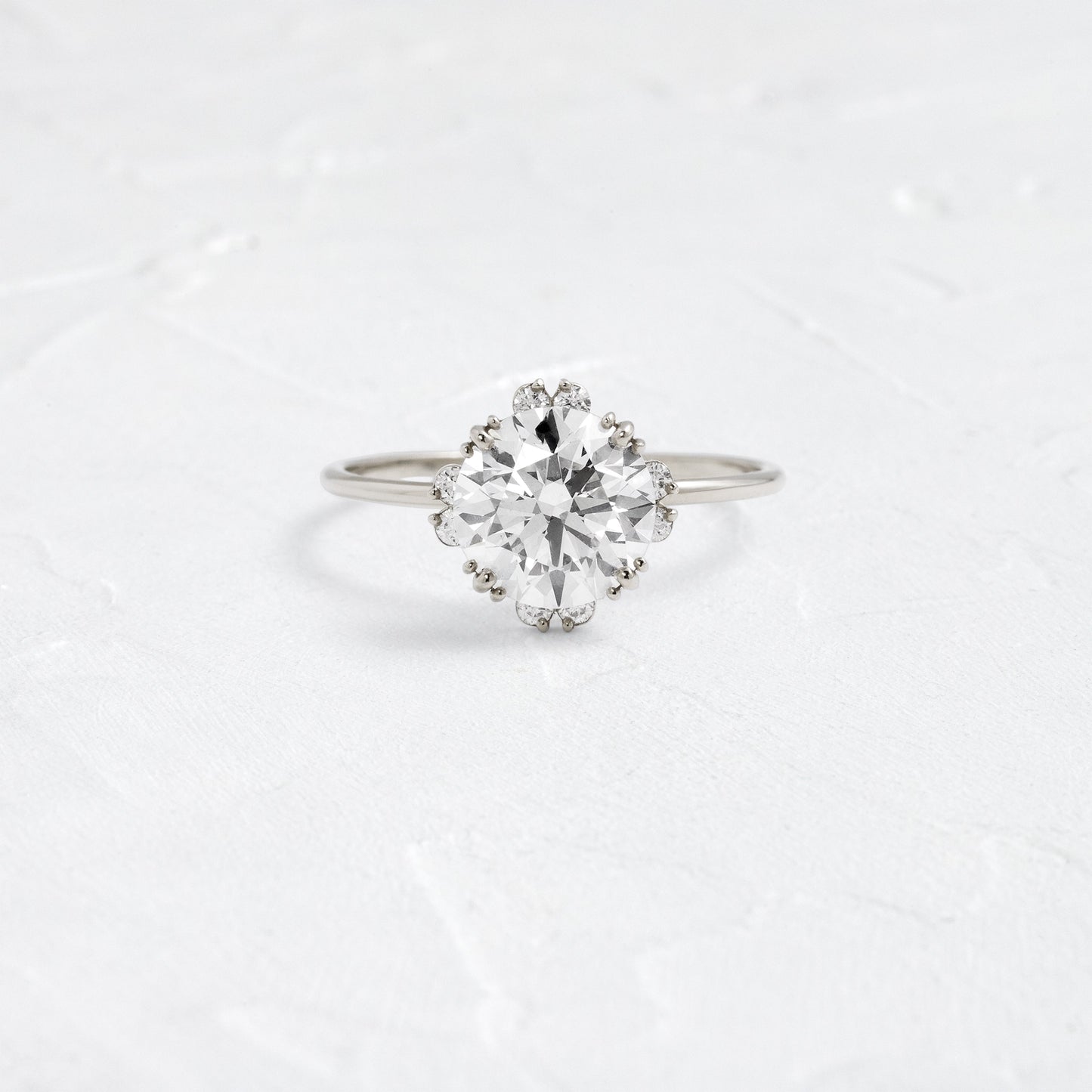 Halo & Triple Prong-Round Lab Grown Diamond Engagement Ring