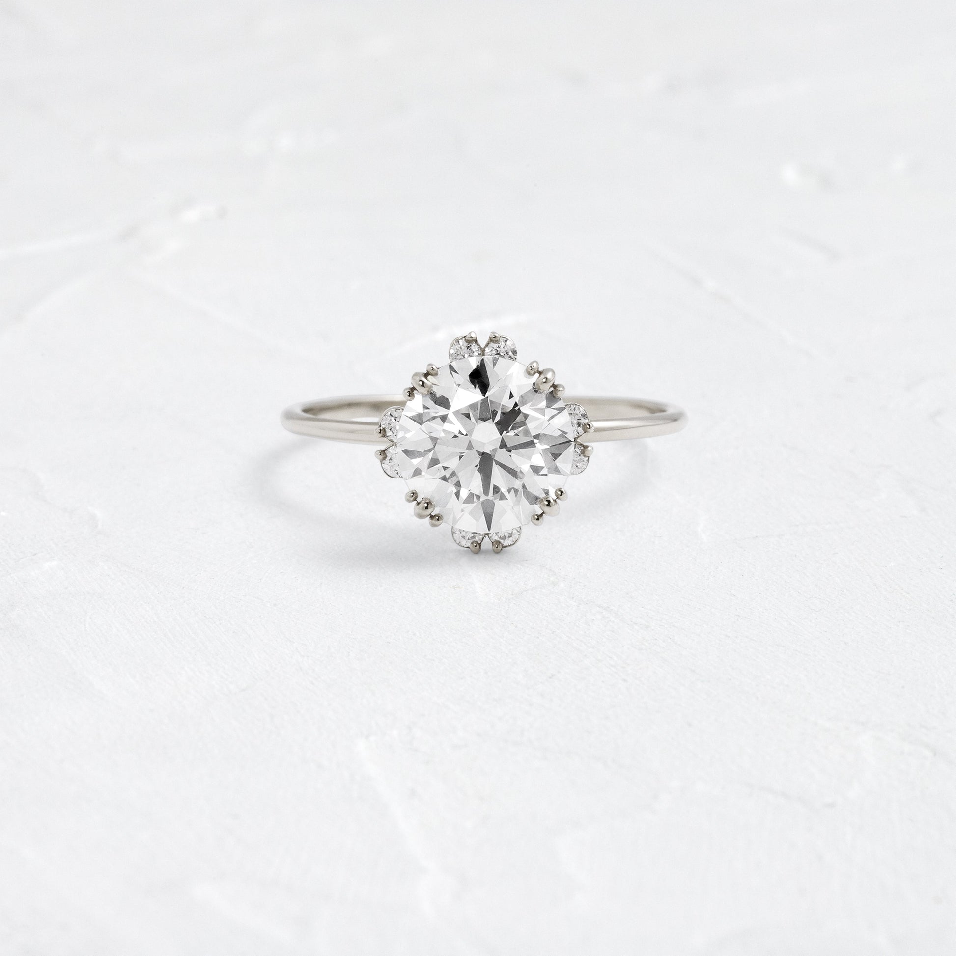Halo & Triple Prong-Round Lab Grown Diamond Engagement Ring