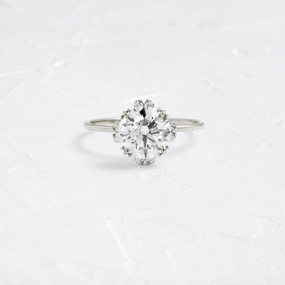 Halo & Triple Prong-Round Lab Grown Diamond Engagement Ring