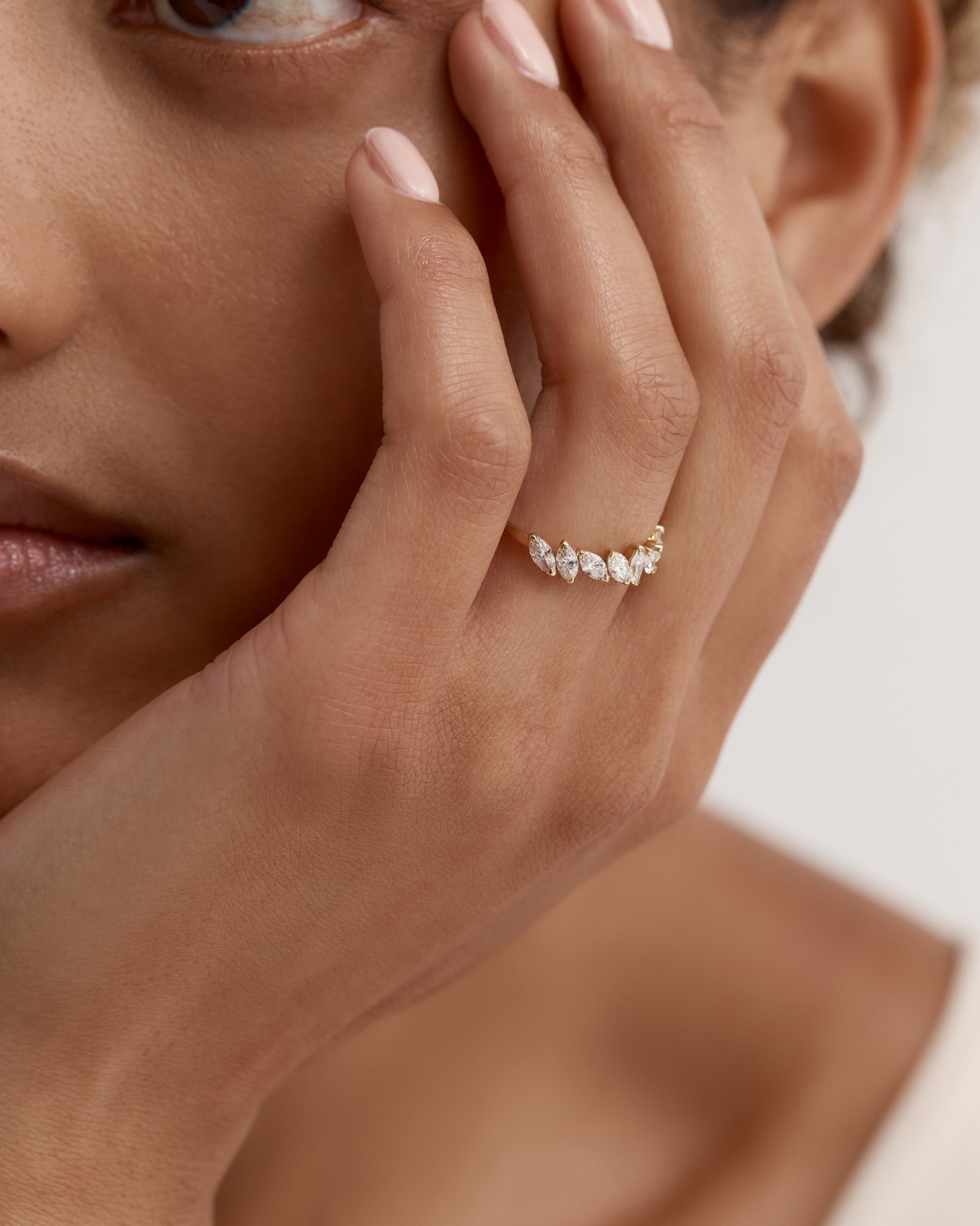 Golden Grace Marquise Diamond Half Eternity Band 10