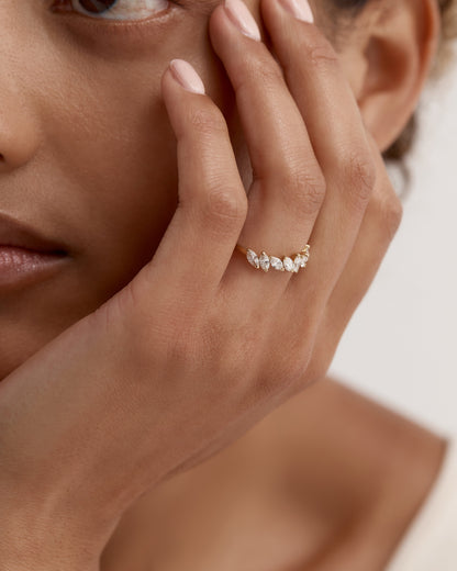 Golden Grace Marquise Diamond Half Eternity Band 10