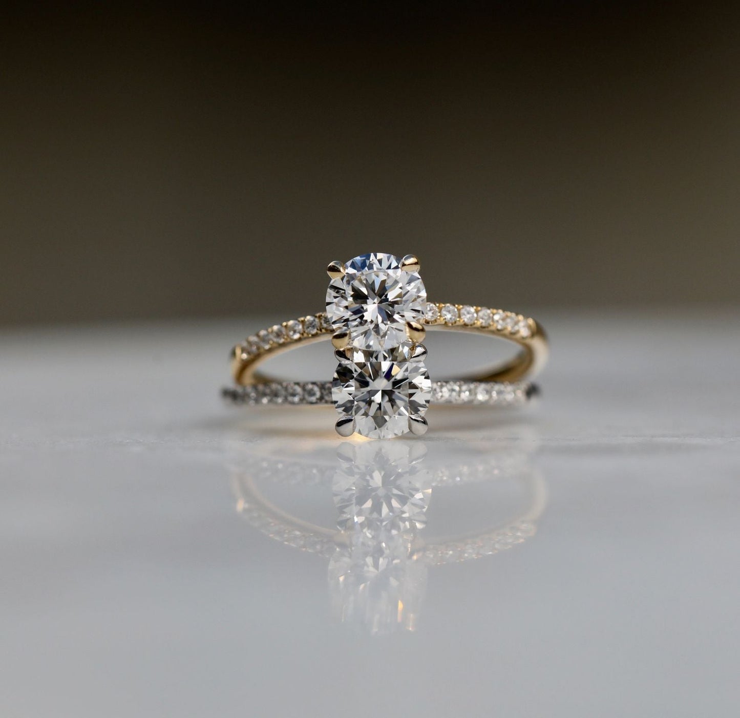 0.85 CT Round Cut Pave CVD E/VS1 Diamond Engagement Ring 8