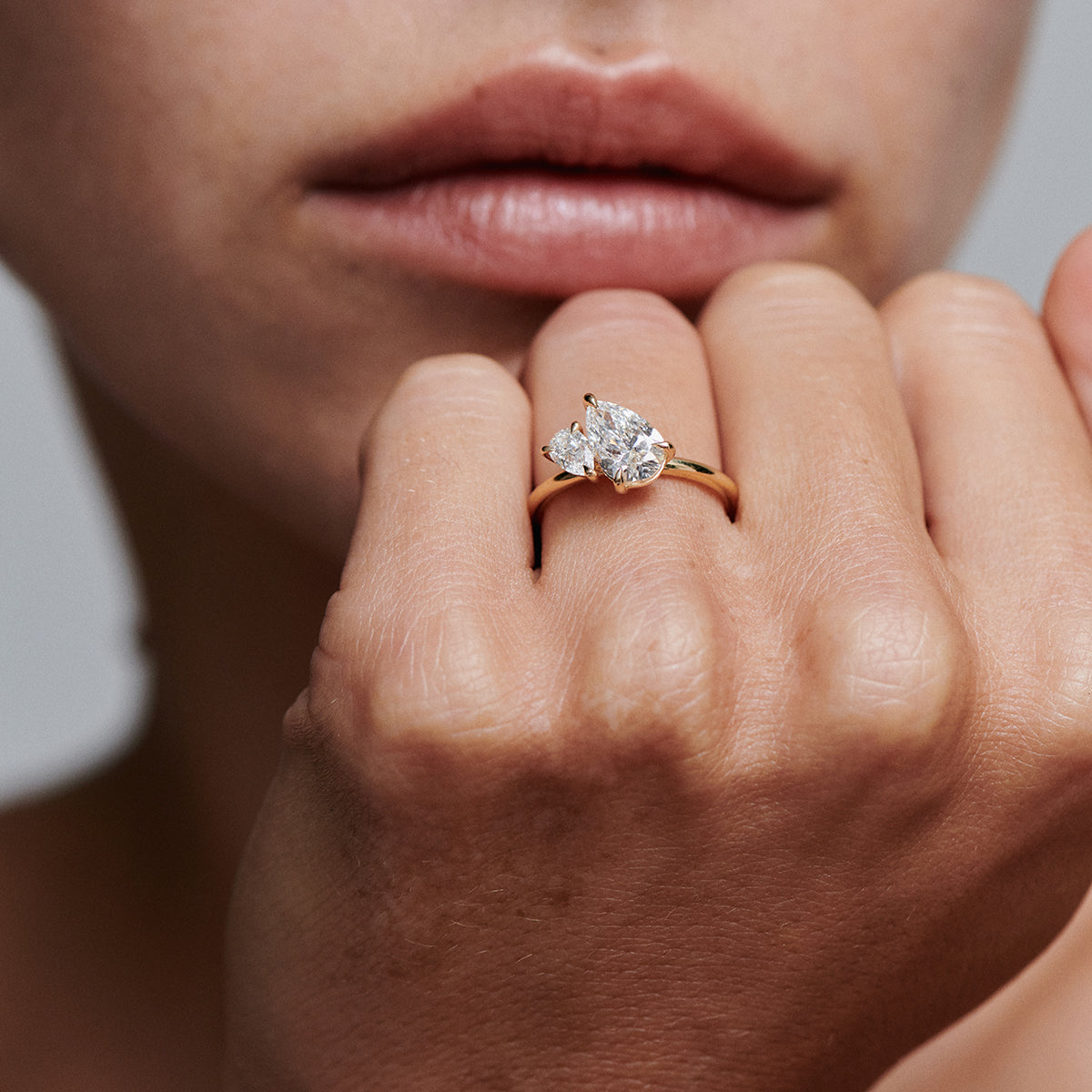 Toi Et Moi-Pear Lab Grown Diamond Engagement Ring
