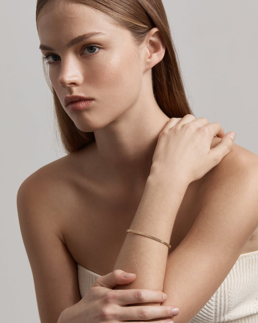 Line Textured Gold Bangle Bracelet 2