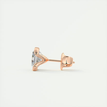 1.0 Carat Asscher Cut Lab Grown Diamond Solitaire Stud Earrings 9
