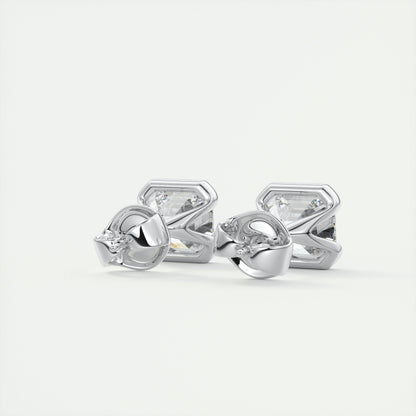 1.0 Carat Asscher Cut Lab Grown Diamond Solitaire Stud Earrings 4