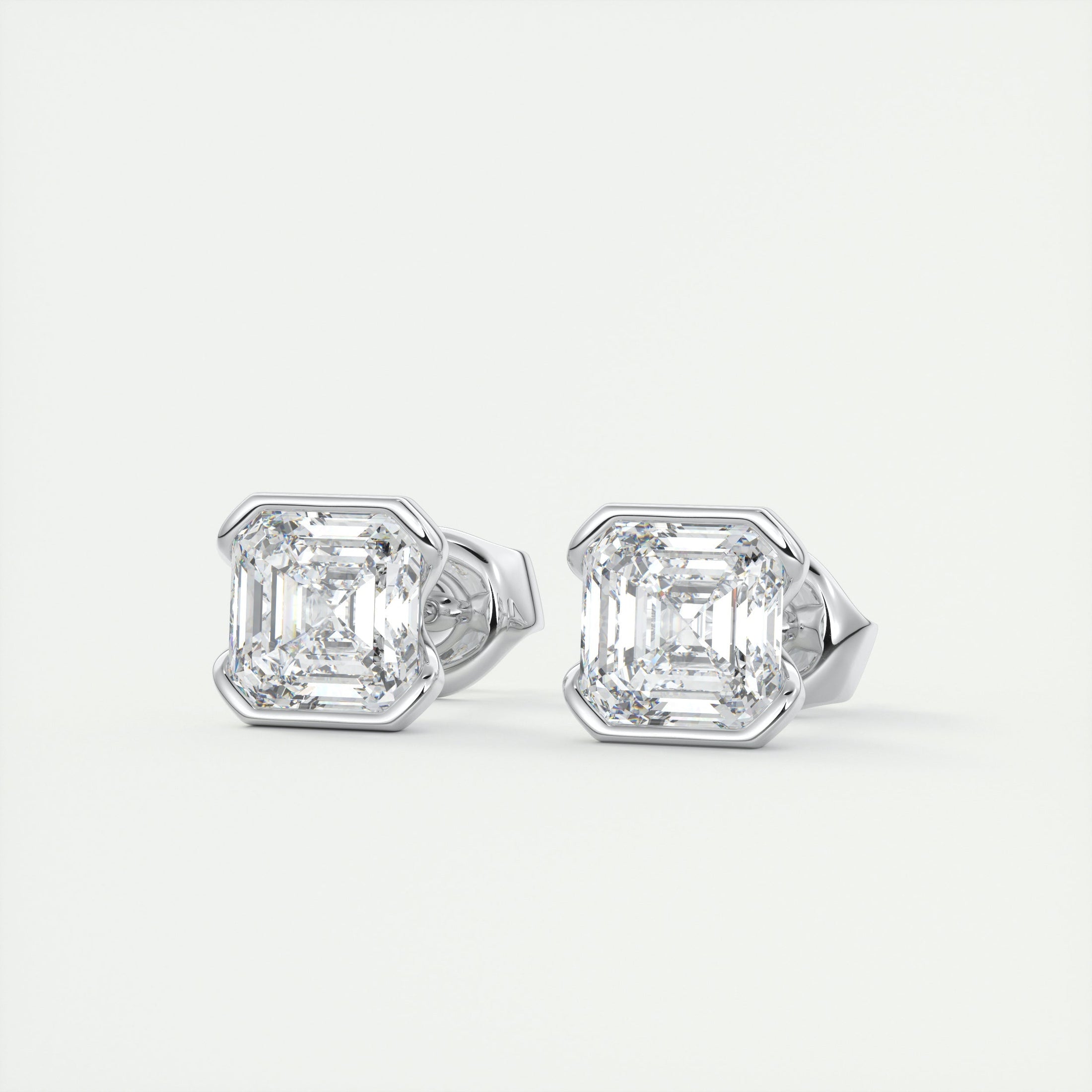 1.0 Carat Asscher Cut Lab Grown Diamond Solitaire Stud Earrings