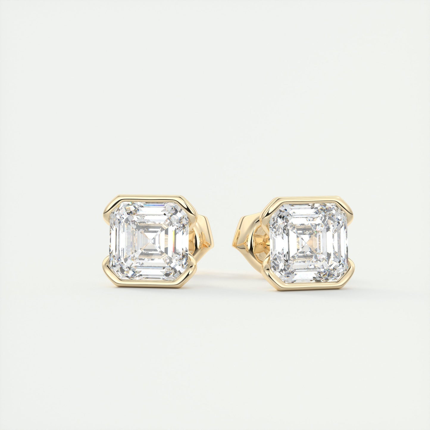1.0 Carat Asscher Cut Lab Grown Diamond Solitaire Stud Earrings 5