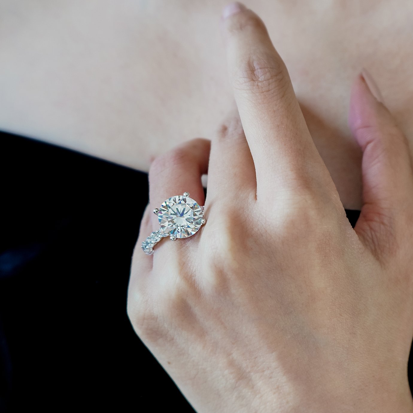 2.0 CT Round Lab-Grown Diamond Hidden Halo Engagement Ring 6