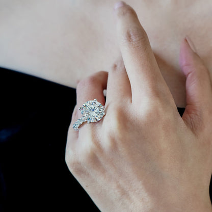 2.0 CT Round Lab-Grown Diamond Hidden Halo Engagement Ring 6
